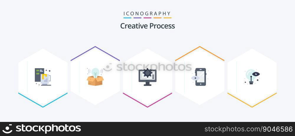 Creative Process 25 Flat icon pack including idea. process. interface. creative. process