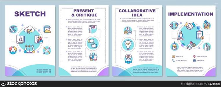 Creative process brochure template. Workshop method for teamwork. Flyer, booklet, leaflet print, cover design with linear icons. Vector layouts for magazines, annual reports, advertising posters