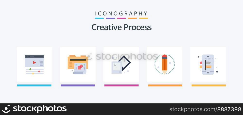 Creative Process Flat 5 Icon Pack Including . creative. creative. mobile. process. Creative Icons Design