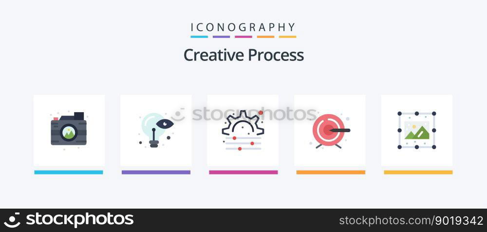 Creative Process Flat 5 Icon Pack Including image. process. creative. creative. process. Creative Icons Design