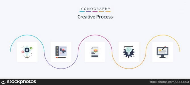 Creative Process Flat 5 Icon Pack Including modeling. creative. process. process. idea
