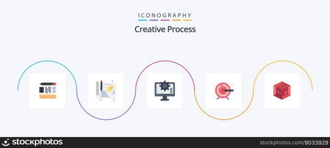 Creative Process Flat 5 Icon Pack Including . object. process. process. target