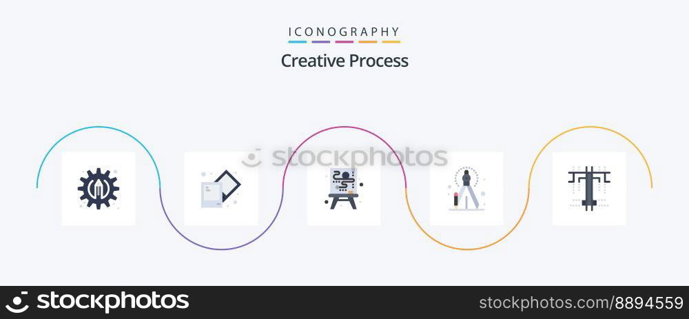 Creative Process Flat 5 Icon Pack Including . process. type. creative