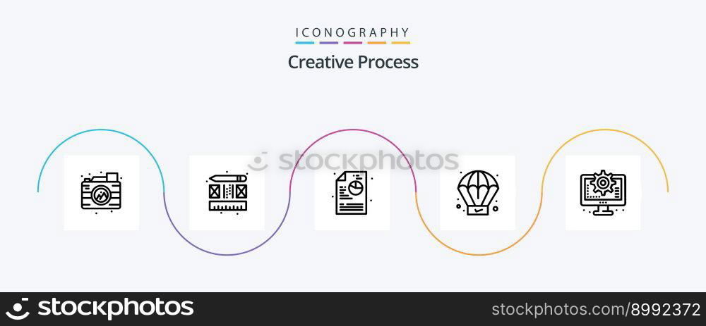 Creative Process Line 5 Icon Pack Including . process. process. interface. product