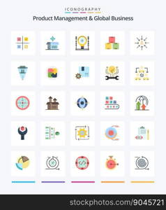 Creative Product Managment And Global Business 25 Flat icon pack  Such As stock. industry stock. product. industry. generation