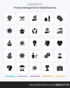Creative Product Managment And Global Business 25 Glyph Solid Black icon pack  Such As business. problem. architecture. modern. business