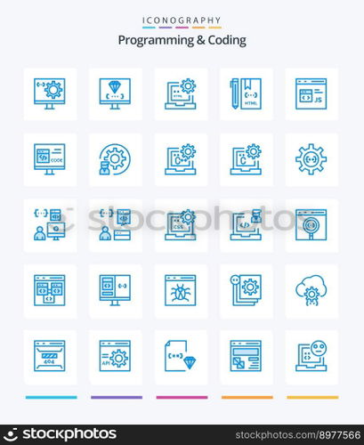 Creative Programming And Coding 25 Blue icon pack  Such As coding. app. development. js. develop