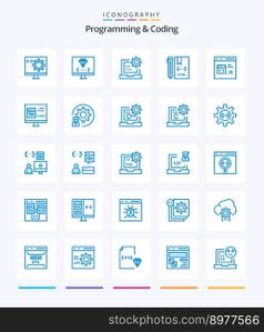 Creative Programming And Coding 25 Blue icon pack  Such As coding. app. development. js. develop