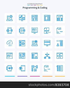 Creative Programming And Coding 25 Blue icon pack  Such As develop. app. develop. page. develop