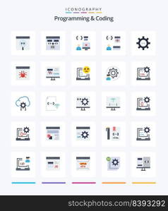 Creative Programming And Coding 25 Flat icon pack  Such As bug. app. development. process. develop