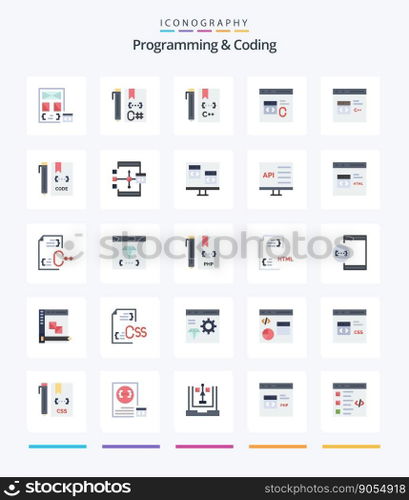Creative Programming And Coding 25 Flat icon pack  Such As develop. app. develop. file. develop