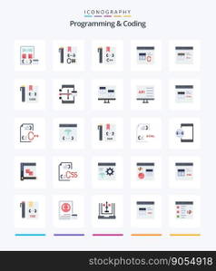 Creative Programming And Coding 25 Flat icon pack  Such As develop. app. develop. file. develop