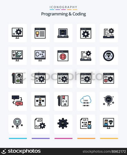 Creative Programming And Coding 25 Line FIlled icon pack  Such As develop. app. page. . development