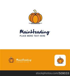 Creative Pumpkin Logo Design. Flat color Logo place for Tagline. Vector Illustration