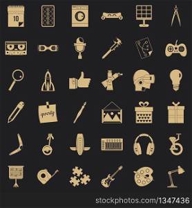 Creative puzzle icons set. Simple style of 36 creative puzzle vector icons for web for any design. Creative puzzle icons set, simple style