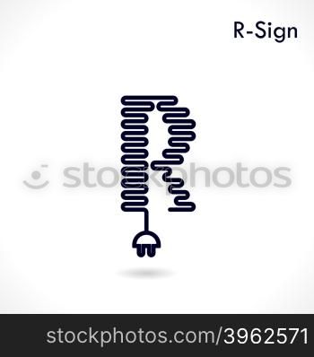Creative R- letter icon abstract logo design vector template.Creative R- alphabet vector design.Business and education creative logotype symbol.Vector illustration