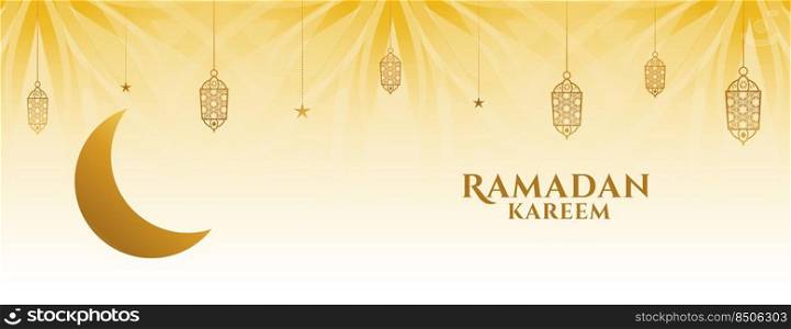creative ramadan kareem banner with moon and decorative l&s