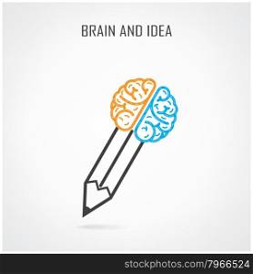 Creative right and left brain and pencil symbol.creative sign ,abstract background.vector illustration