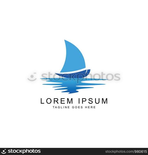 Creative sailing Ship Concept Logo Design Template