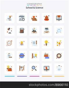 Creative School And Science 25 Flat icon pack  Such As online study. . book. student. bag