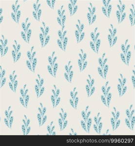 Creative scrapbook seamless pattern with little blue oriental cucumber shapes. Light grey background. Great for fabric design, textile print, wrapping, cover. Vector illustration.. Creative scrapbook seamless pattern with little blue oriental cucumber shapes. Light grey background.