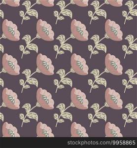 Creative seamless pattern with pink pale vintage flowers ornament. Purple pastel background. Perfect for fabric design, textile print, wrapping, cover. Vector illustration.. Creative seamless pattern with pink pale vintage flowers ornament. Purple pastel background.