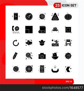 Creative Set of 25 Universal Glyph Icons isolated on White Background. Creative Black Icon vector background