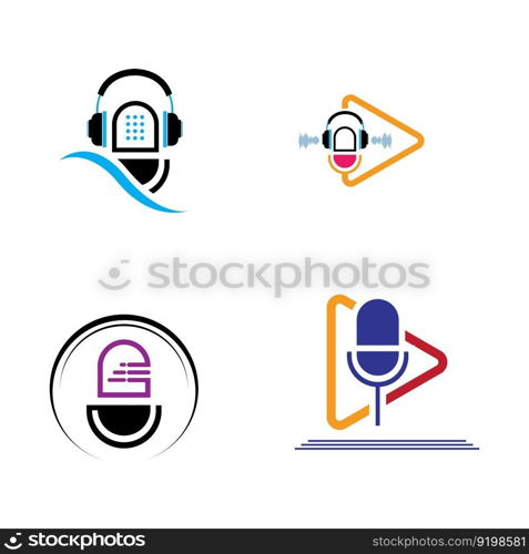 creative set of Podcast logo images illustration design