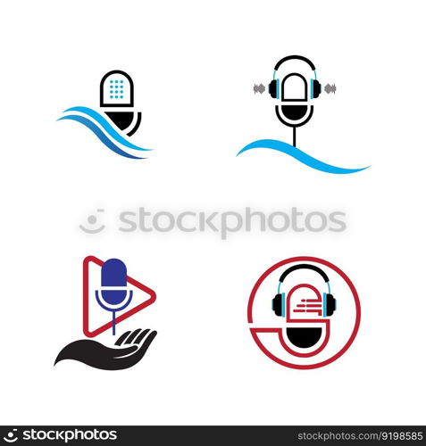 creative set of Podcast logo images illustration design