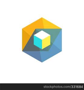 creative shape of hexagon color and box color logo concept vector