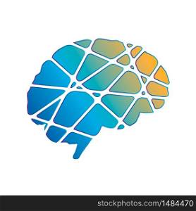 Creative side of human brain, abstract silhouette in trendy colours on white. Creative side of human brain, abstract silhouette in trendy colours