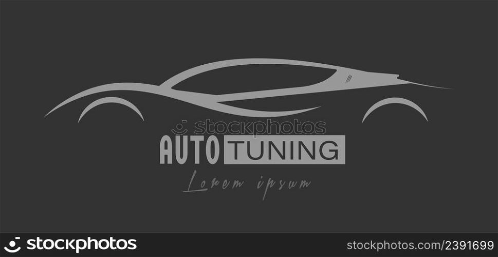 Creative silhouette of a car for a logo, emblem or sticker.