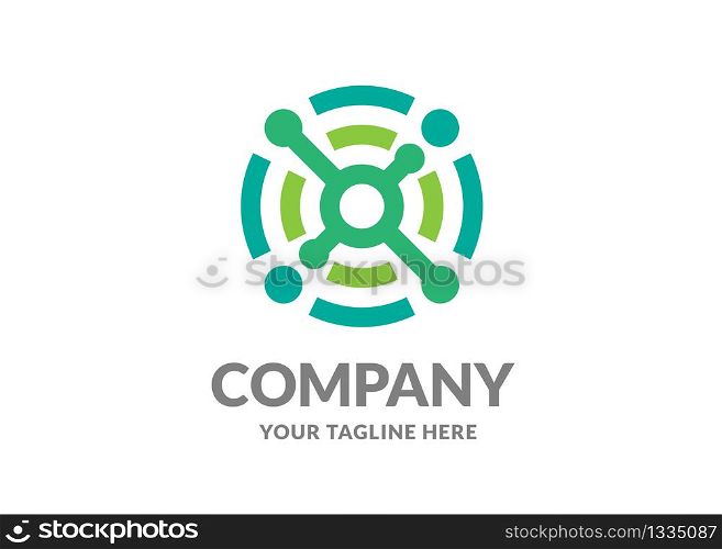 creative simple abstract circle link connected technology data vector illustration