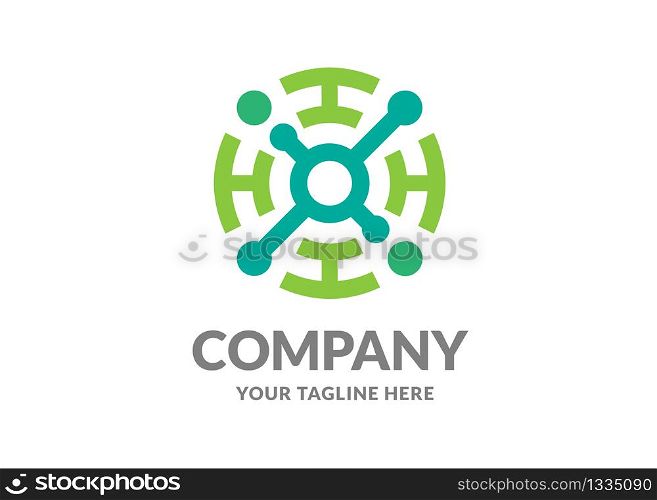 creative simple abstract circle link connected technology data vector illustration