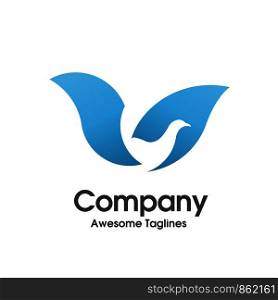 creative simple Bird blue color logo template vector design