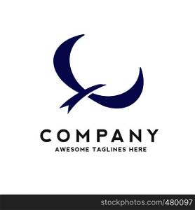 creative simple blue bird fly logo vector concept