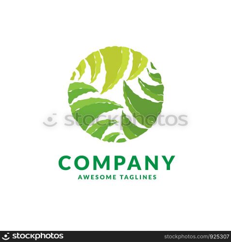 creative simple circle innovation green leaf element vector