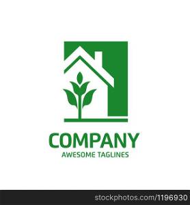 creative simple Green house logo vector. green leaf and house logo illustration,Ecology Friendly green house vector