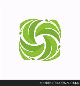 creative simple green leaf whirl element vector illustration symbol
