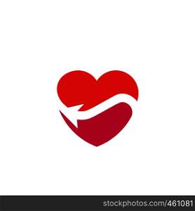creative simple heart with arrow vector logo concept