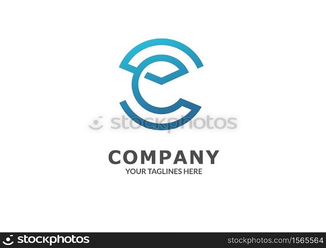 creative simple initial letter CE connected lines color circle logo concept