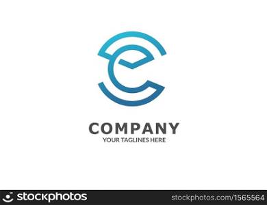 creative simple initial letter CE connected lines color circle logo concept