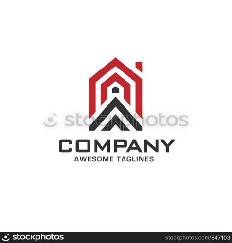 creative simple line house geometric logo vector ,Premium Building Vector illustration logo design
