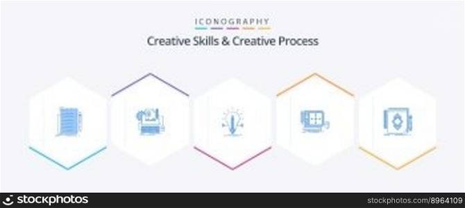 Creative Skills And Creative Process 25 Blue icon pack including tool. design. paper. pencil. solution