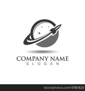 Creative Space with rocket modern world creative Logo Template vector illustration