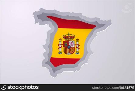 Creative Spain map with flag colors in paper cut style. Vector illustration. Creative Spain map with flag colors in paper cut style.