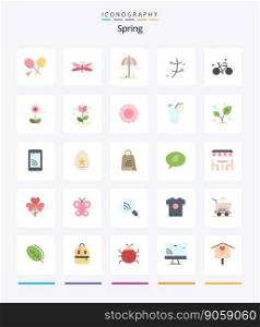 Creative Spring 25 Flat icon pack  Such As bicycle. plant. spring. leaf. spring