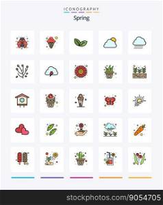Creative Spring 25 Line FIlled icon pack  Such As nature. sky rain. leaf. cloudy. cloud