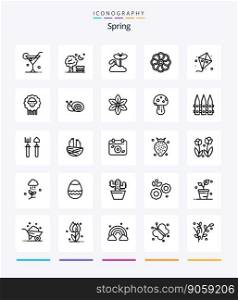 Creative Spring 25 OutLine icon pack  Such As fly. plent. baloon. nature. plant
