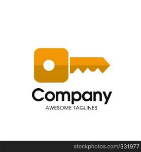 creative square key logo with modern gold color vector